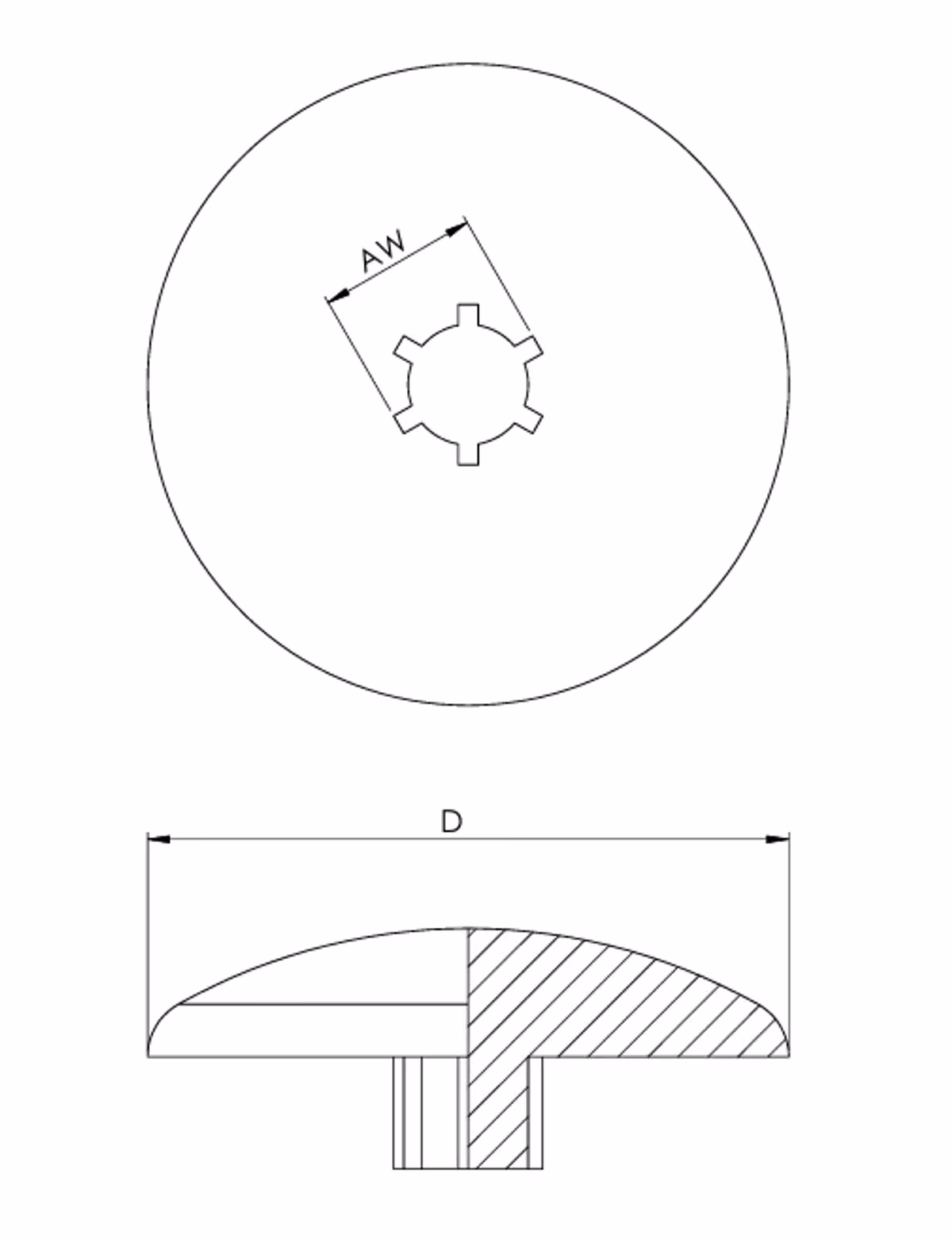 Zier- und Abdeckkappen für Schrauben mit AW (Innenstern) Antrieb - flach aufliegend