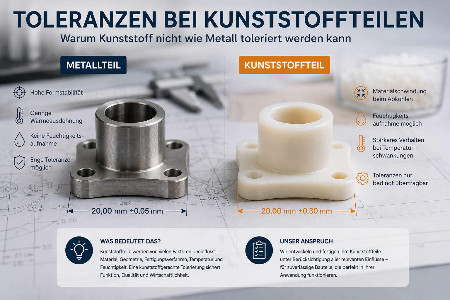 Toleranzen bei Kunststoffteilen: Warum Kunststoff nicht wie Metall toleriert werden kann