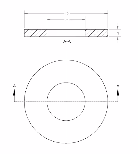 Unterlegscheiben ähnl. DIN 9021 / DIN 34816 / ISO 7093 aus PTFE