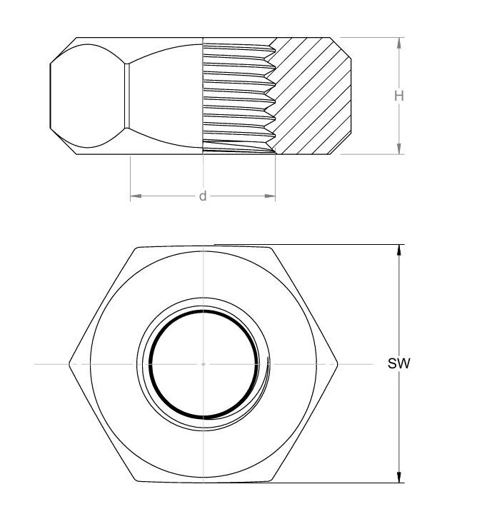 Sechskantmuttern ähnl. DIN 934 /DIN 34814 / DIN 555 / ISO 4032 aus Polyamid